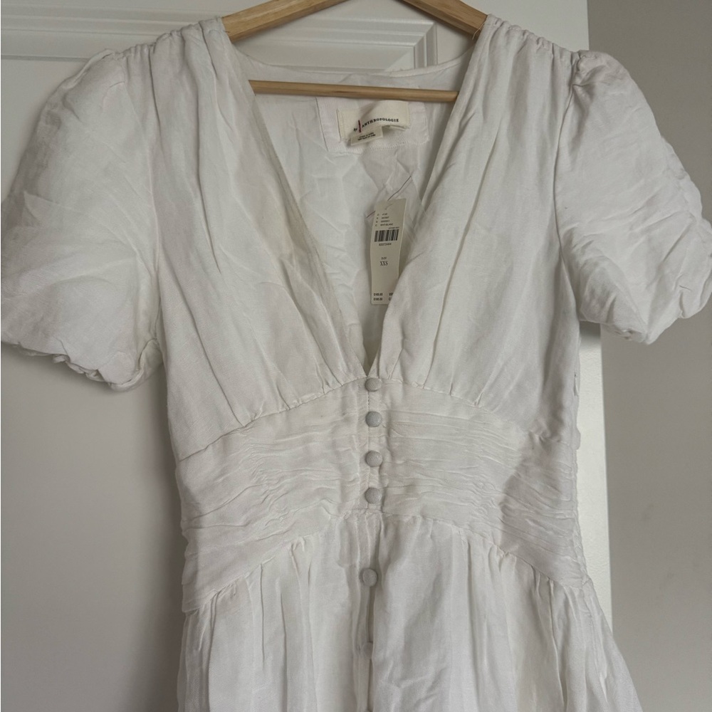 Anthropologie White Long Sleeve Dress